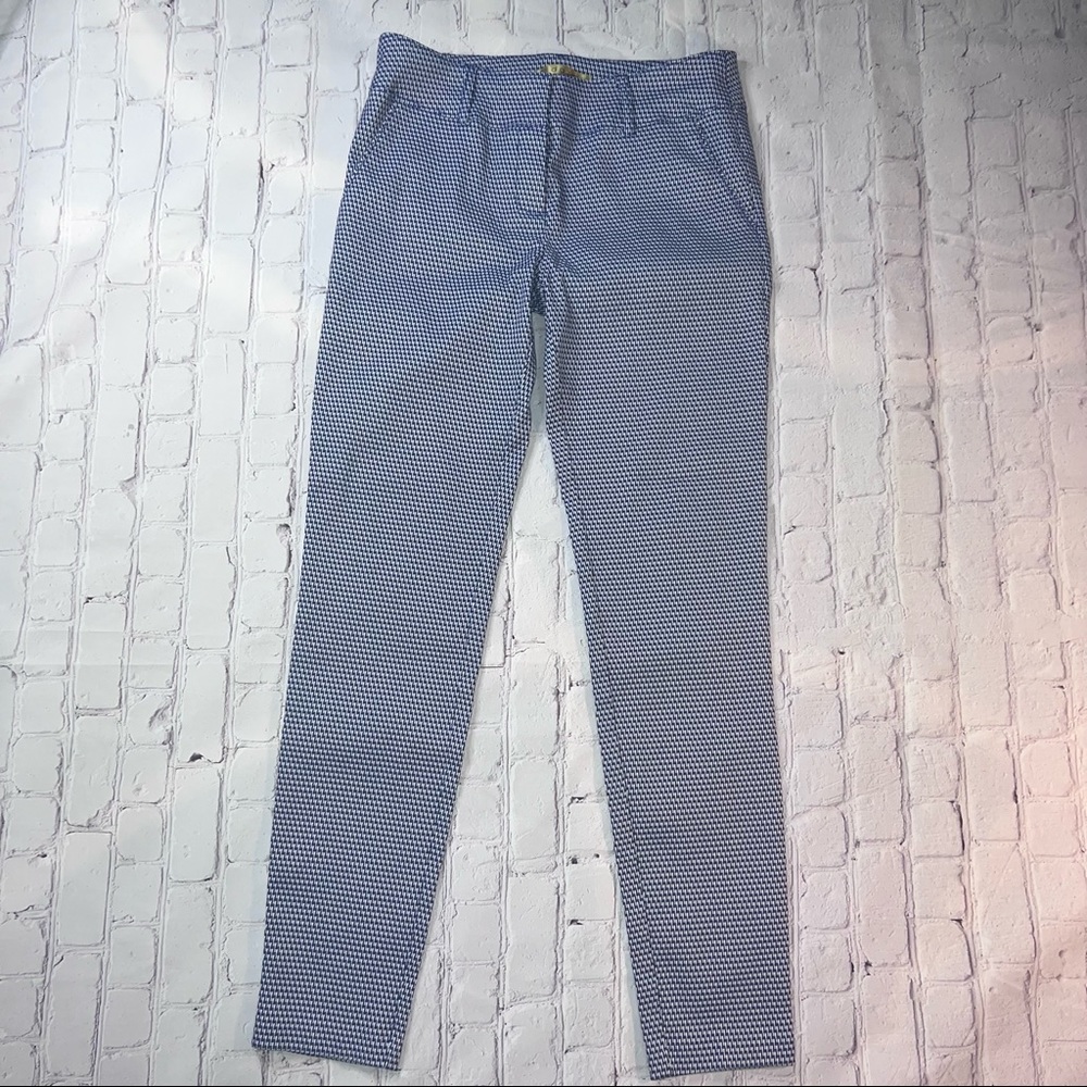 Blue & White Houndstooth Stretch Crop Pants | Size Large